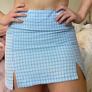 Blue plaid skirt